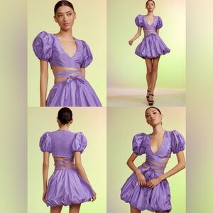 NWT Cynthia Rowley Luna Silk Taffeta Wrap Top in Purple - Size S